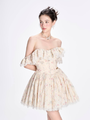 Vintage Floral Romance Mini Dress 1