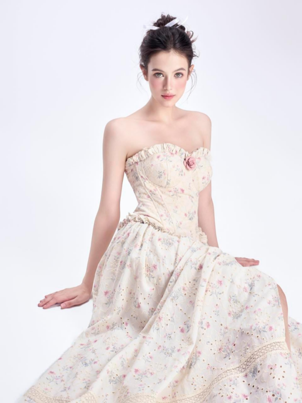 Vintage Rose Bustier Gown Dress